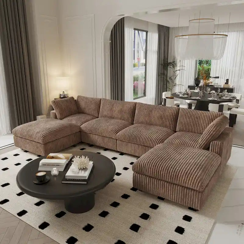 6-Seat U-Shape Modular Sectional Sofa, Oversized Plush Comfy Sofa Couch with Multiple Cushions