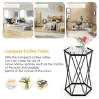 Costway End Table Tempered Glass Top Metal Frame Hexagonal Accent Side - 16x 13.5x 24