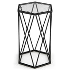 Costway End Table Tempered Glass Top Metal Frame Hexagonal Accent Side - 16x 13.5x 24