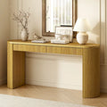 Modern Curved Console Table with Drawers, Long Sofa Side Table Narrow Entryway Table for Living Room Hallway