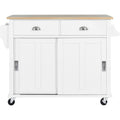Kitchen Cart With Rubber Wood Drop-Leaf Countertop(no include stool)