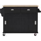 Kitchen Cart With Rubber Wood Drop-Leaf Countertop(no include stool)