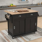 Kitchen Cart With Rubber Wood Drop-Leaf Countertop(no include stool)