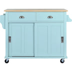Kitchen Cart With Rubber Wood Drop-Leaf Countertop(no include stool)