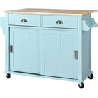 Kitchen Cart With Rubber Wood Drop-Leaf Countertop(no include stool)