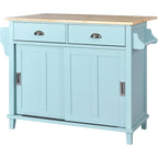 Kitchen Cart With Rubber Wood Drop-Leaf Countertop(no include stool)