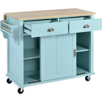 Kitchen Cart With Rubber Wood Drop-Leaf Countertop(no include stool)