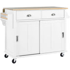 Kitchen Cart With Rubber Wood Drop-Leaf Countertop(no include stool)