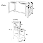 5-Piece Rustic Dining Set with Wooden Bar Table & 4 Chairs