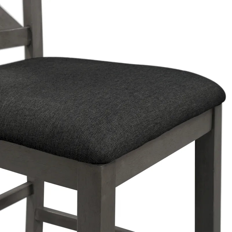 5-Piece Rustic Dining Set with Wooden Bar Table & 4 Chairs