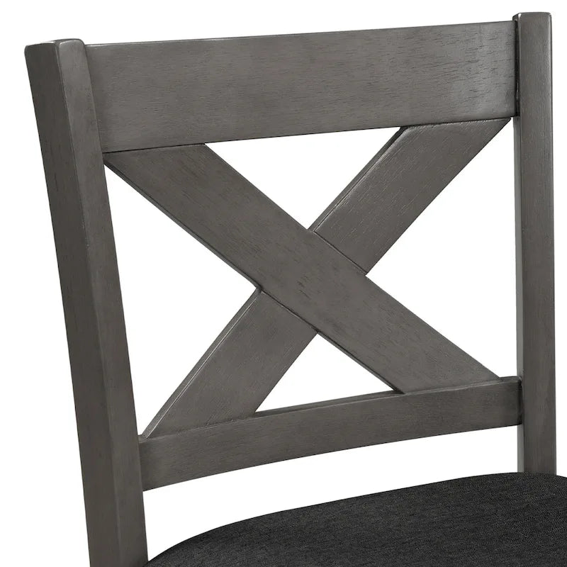 5-Piece Rustic Dining Set with Wooden Bar Table & 4 Chairs