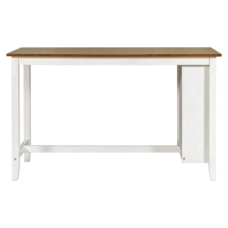 5-Piece Rustic Dining Set with Wooden Bar Table & 4 Chairs