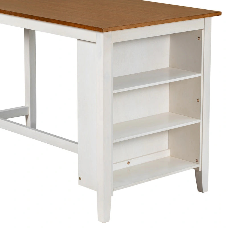 5-Piece Rustic Dining Set with Wooden Bar Table & 4 Chairs