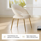 Velvet Dining Accent Chairs with Curved Backrest and Gold Metal Legs - 250lb Capacity