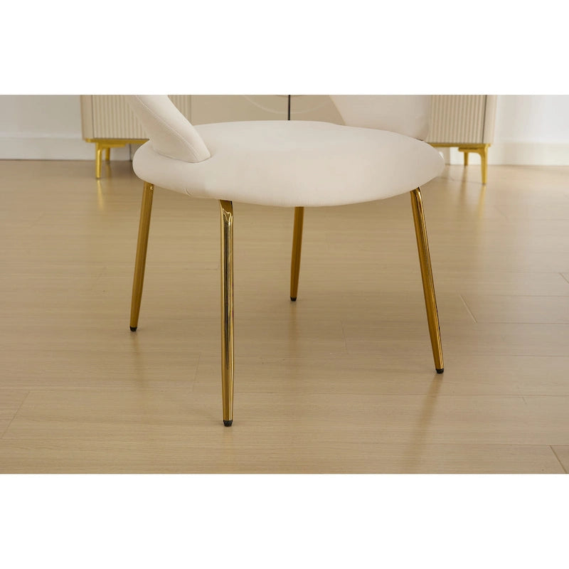 Velvet Dining Accent Chairs with Curved Backrest and Gold Metal Legs - 250lb Capacity