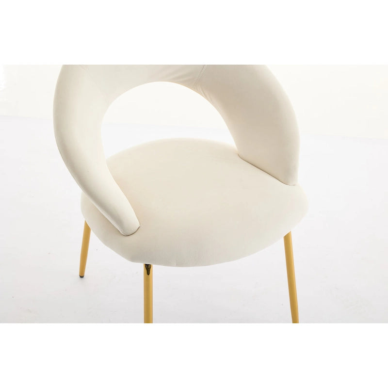 Velvet Dining Accent Chairs with Curved Backrest and Gold Metal Legs - 250lb Capacity