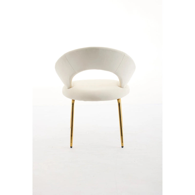 Velvet Dining Accent Chairs with Curved Backrest and Gold Metal Legs - 250lb Capacity