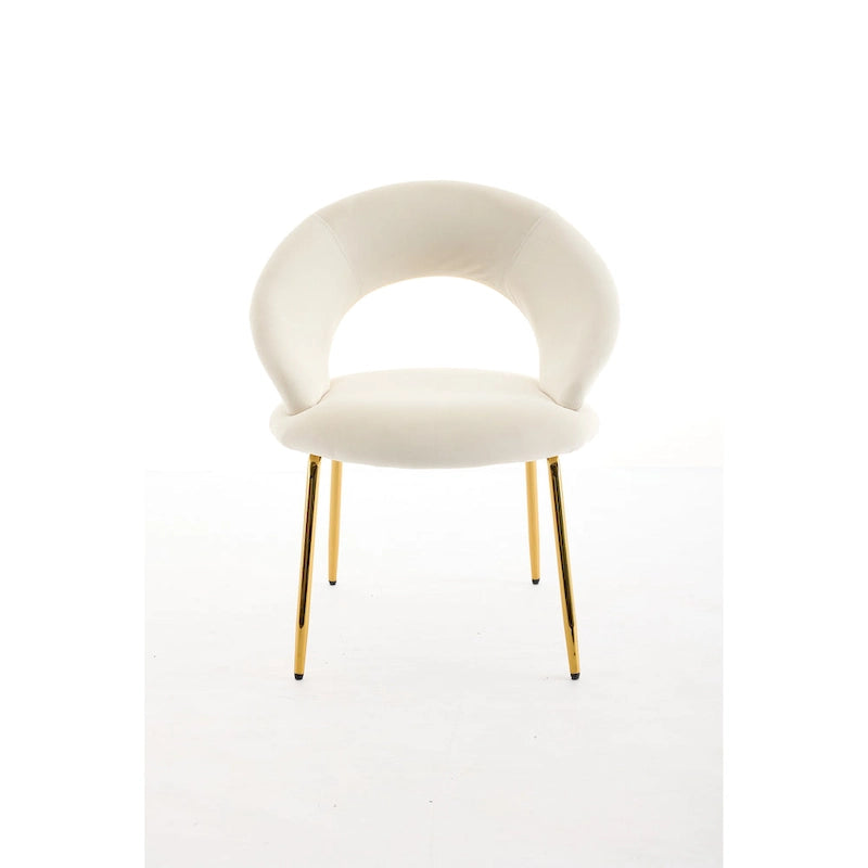 Velvet Dining Accent Chairs with Curved Backrest and Gold Metal Legs - 250lb Capacity