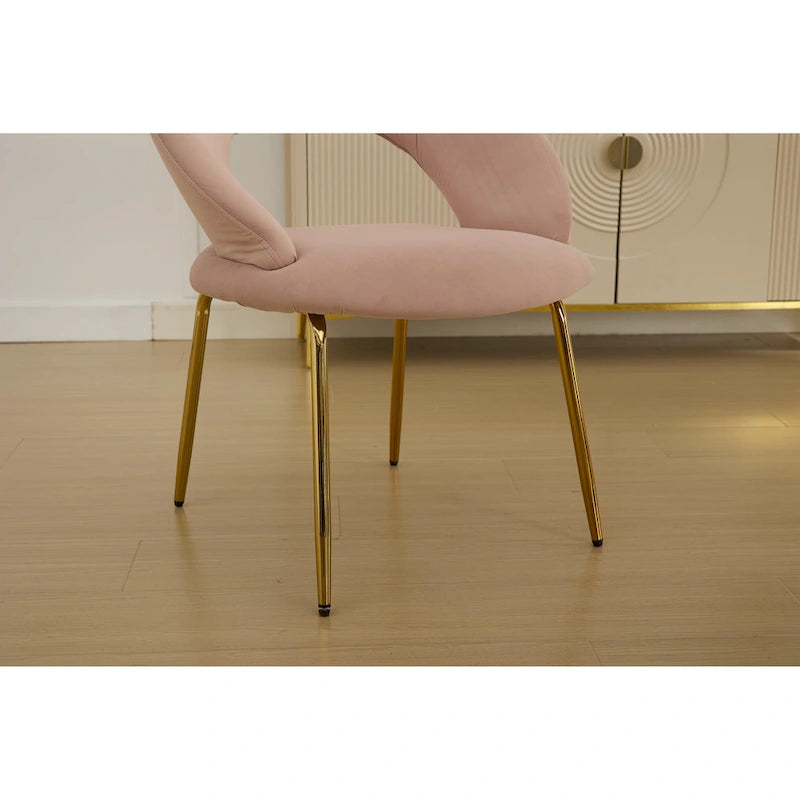 Velvet Dining Accent Chairs with Curved Backrest and Gold Metal Legs - 250lb Capacity