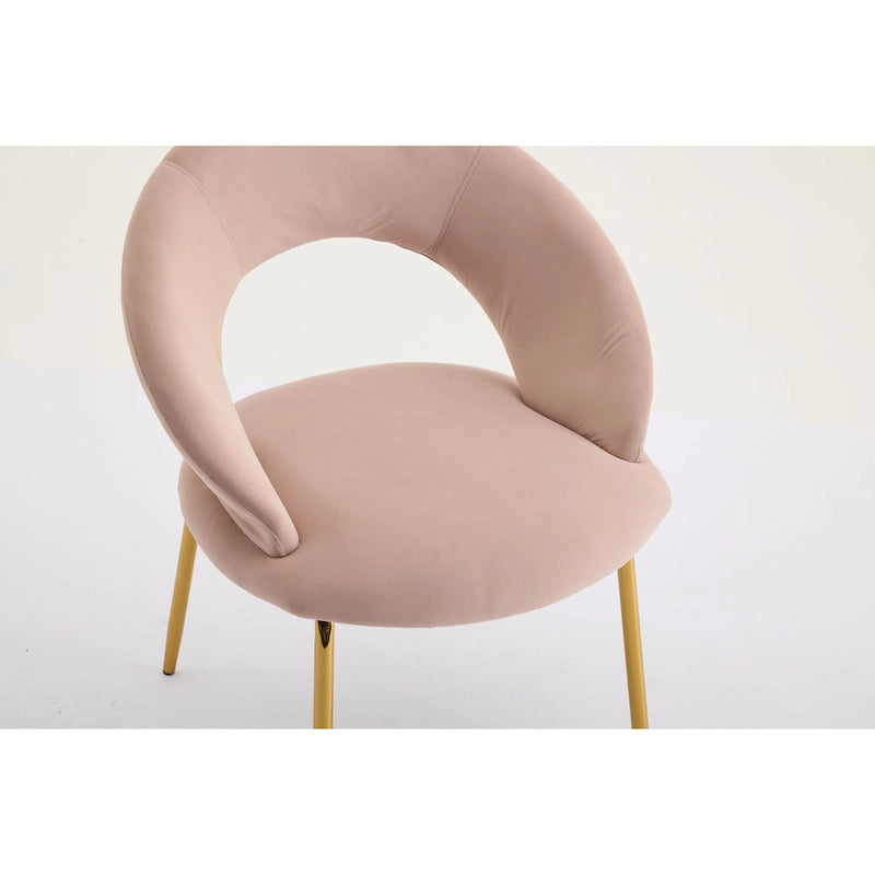 Velvet Dining Accent Chairs with Curved Backrest and Gold Metal Legs - 250lb Capacity
