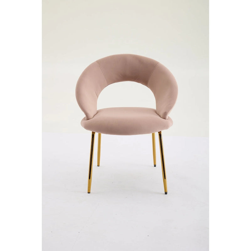 Velvet Dining Accent Chairs with Curved Backrest and Gold Metal Legs - 250lb Capacity