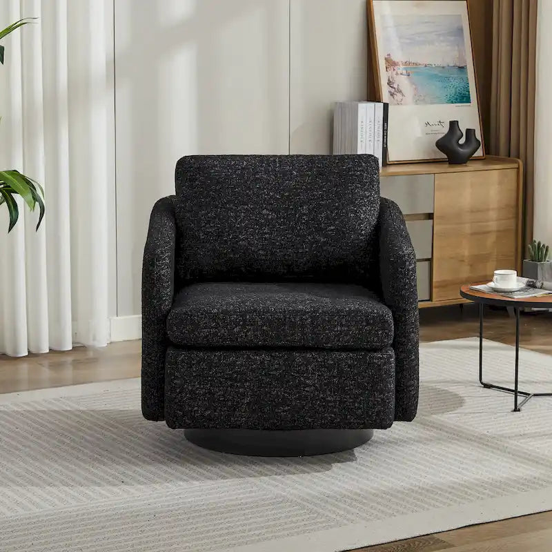 Black+ Gray 31.5 Chenille Swivel Accent Chair