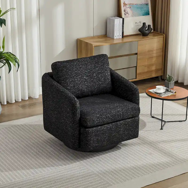 Black+ Gray 31.5 Chenille Swivel Accent Chair