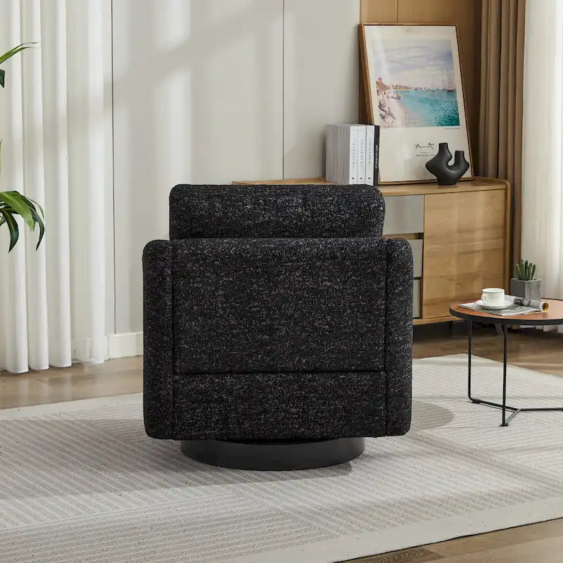 Black+ Gray 31.5 Chenille Swivel Accent Chair