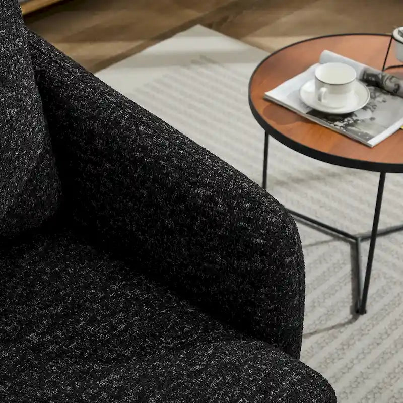 Black+ Gray 31.5 Chenille Swivel Accent Chair