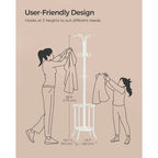 Modern Tall Freestanding Coat Rack with Metal Frame and Umbrella Holder for Home and Office - 15.7D x 15.7W x 68.9H