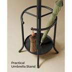 Modern Tall Freestanding Coat Rack with Metal Frame and Umbrella Holder for Home and Office - 15.7D x 15.7W x 68.9H