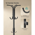 Modern Tall Freestanding Coat Rack with Metal Frame and Umbrella Holder for Home and Office - 15.7D x 15.7W x 68.9H