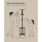 Modern Tall Freestanding Coat Rack with Metal Frame and Umbrella Holder for Home and Office - 15.7D x 15.7W x 68.9H