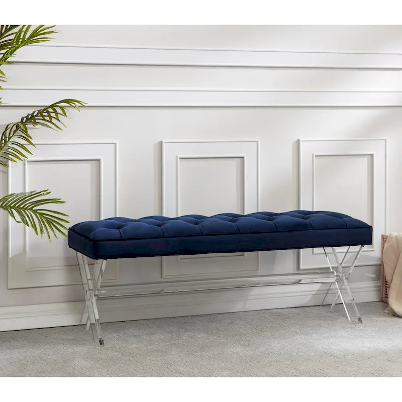 SAFAVIEH Couture Ketevan Tufted Acrylic Bench - 48x18x18. - 48 W x 18 L x 18 H - 48Wx18Dx18H