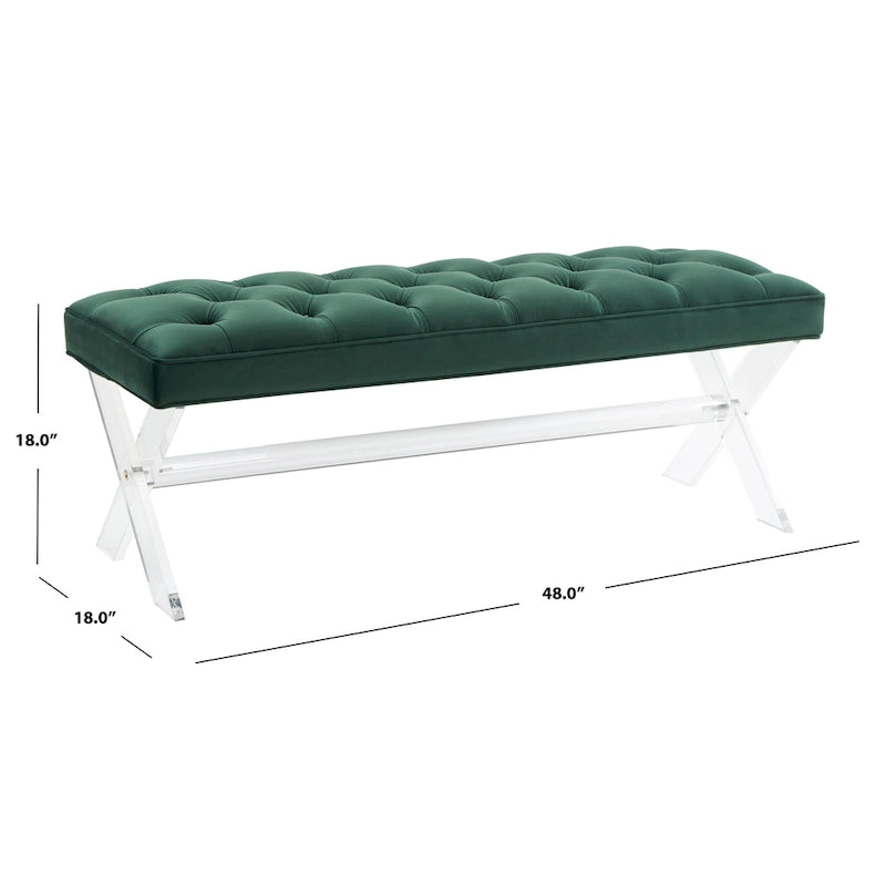 SAFAVIEH Couture Ketevan Tufted Acrylic Bench - 48x18x18. - 48 W x 18 L x 18 H - 48Wx18Dx18H