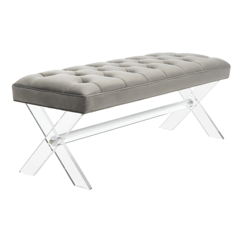 SAFAVIEH Couture Ketevan Tufted Acrylic Bench - 48x18x18. - 48 W x 18 L x 18 H - 48Wx18Dx18H