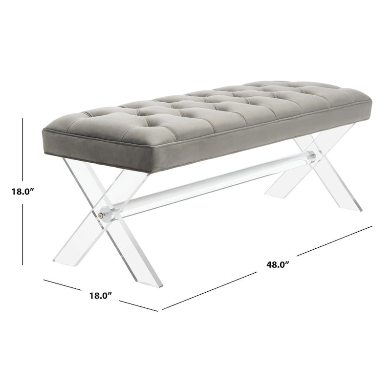 SAFAVIEH Couture Ketevan Tufted Acrylic Bench - 48x18x18. - 48 W x 18 L x 18 H - 48Wx18Dx18H