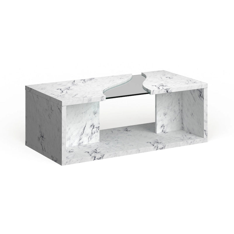 Kobe Modern Faux Marble Veneer Coffee Table with Shelf by Furniture of America