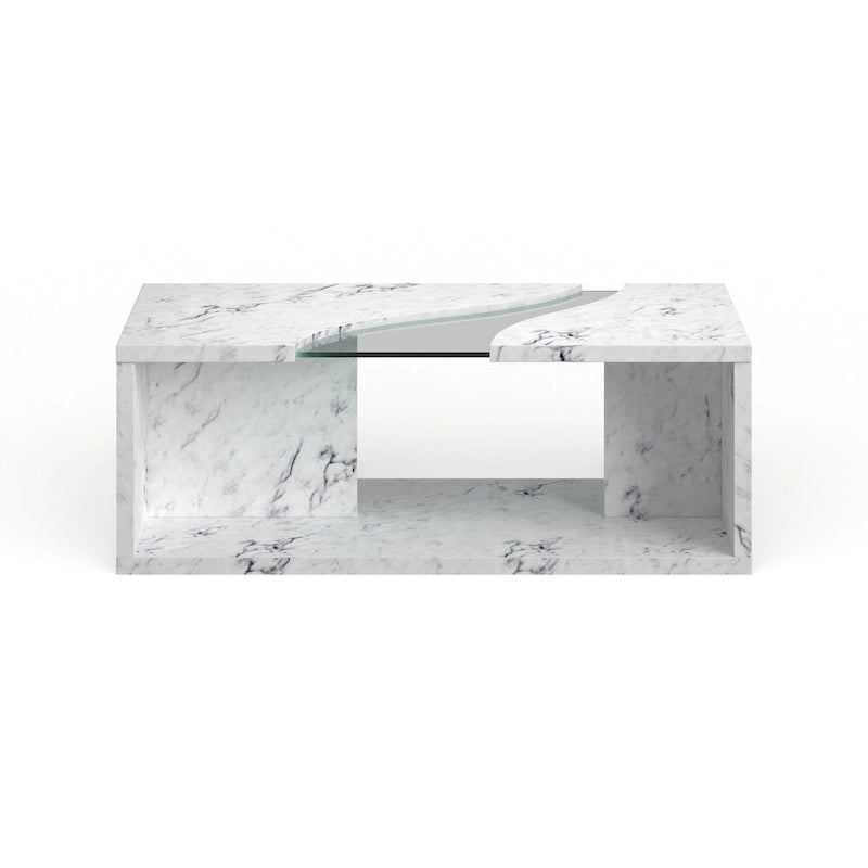 Kobe Modern Faux Marble Veneer Coffee Table with Shelf by Furniture of America