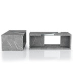 Kobe Modern Faux Marble Veneer Coffee Table with Shelf by Furniture of America