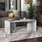 Kobe Modern Faux Marble Veneer Coffee Table with Shelf by Furniture of America
