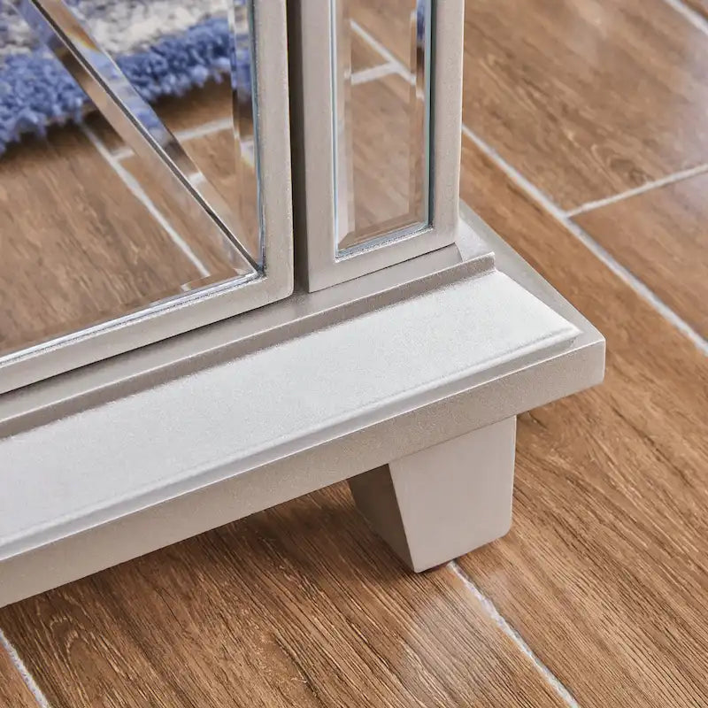 SEI Furniture Mirrored Media TV Stand with Color Changing Fireplace Insert for TV's up to 62