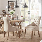 Krakova Linen Button Tufted Curved Back Dining Chairs (Set of 2)