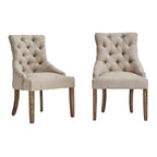 Krakova Linen Button Tufted Curved Back Dining Chairs (Set of 2)