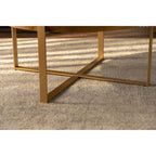 Modern Retro Splicing Round Coffee Table with Cross Legs