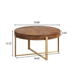 Modern Retro Splicing Round Coffee Table with Cross Legs