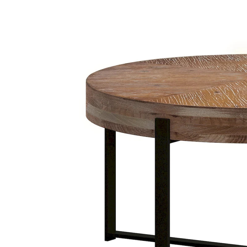 Modern Retro Splicing Round Coffee Table with Cross Legs
