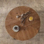 Modern Retro Splicing Round Coffee Table with Cross Legs