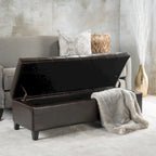 Mission Brown Tufted Faux Leather Ottoman Storage Bench by Christopher Knight Home