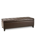 Mission Brown Tufted Faux Leather Ottoman Storage Bench by Christopher Knight Home